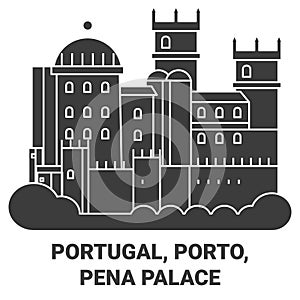 Portugal, Porto, Pena Palace travel landmark vector illustration