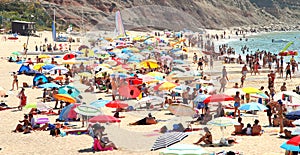 Portugal Praia da Luz crowded beach