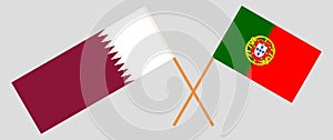 Portugal and Qatar. The Portuguese and Qatari flags. Official colors. Correct proportion. Vector