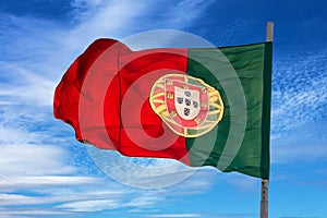 Portugal red green flag with state symbols