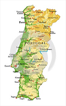 Portugal relief map