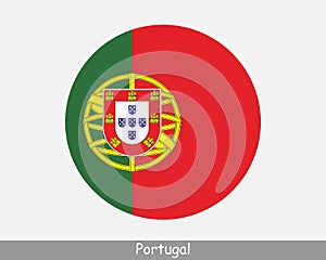 Portugal Round Circle Flag. Portuguese Circular Button Banner Icon. EPS Vector photo