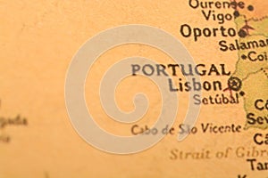 Portugal\'s location on the map and its traveler attractions photo