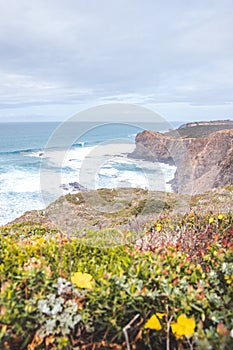 Portugal\'s western coastline of rocky cliffs and sandy beaches in the Odemira region. Wandering along the Fisherman trail photo