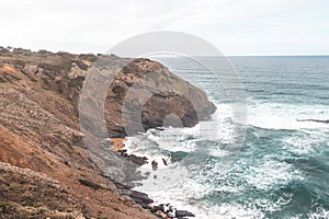 Portugal\'s western coastline of rocky cliffs and sandy beaches in the Odemira region. Wandering along the Fisherman trail photo