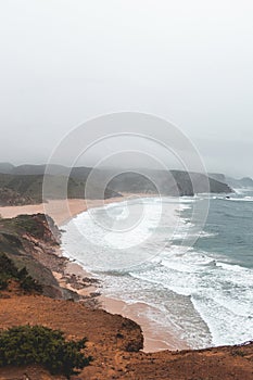 Portugal\'s western coastline of rocky cliffs and sandy beaches in the Odemira region. Wandering along the Fisherman trail photo