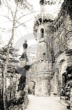 Portugal. Sintra.Quinta da regaleira tower (sepia)