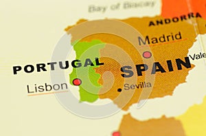 Portugal and Spain on Map