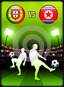 Portugal versus North Korea on Stadium Event Background