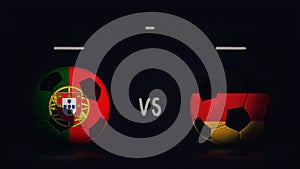 Portugal vs Germany Euro 2020 football matchday announcement. Two soccer balls with country flags, showing match infographic,