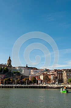 Portugalete town with a small ferry boat. Bilbao, Spain