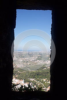 Portugese cliff nature beautiful sunny day castle architecture