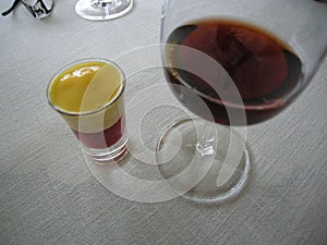 Portugese dessert and port wine photo