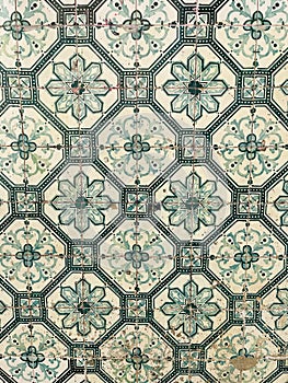 Portugese tiles found on a building in Lissabon photo