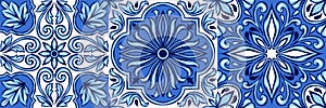 Portuguese azulejo ceramic tile pattern. photo