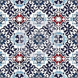 Portuguese Azulejo tiles seamless pattern