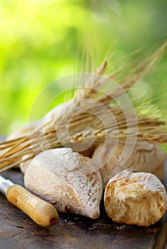 Portuguese bread and spikes of wheat.