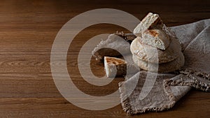 Portuguese breads Bolo Do Caco on table