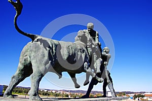 Portuguese bullfighting sculpture, Amieira village photo