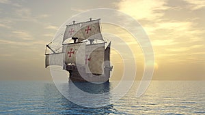 Portuguese caravel of the fifteenth century photo