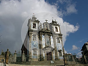 Portuguese ceramic tiles on a church Porto