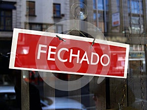 Portuguese closed shop sign