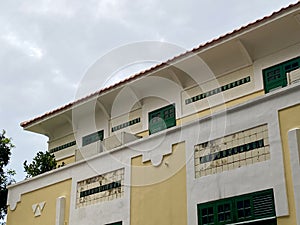 Portuguese Macao Art Nouveau Ceramic Tile Art Deco Moorish Architecture Tap Seac Exhibition Pavilion Clock Tower Caixa Escolar photo