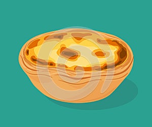 Portuguese custard tart - pastel de nata. Traditional portuguese pastry. Vector hand drawn illustration. photo