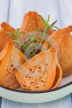 Portuguese dish coxinhas de frango on plate