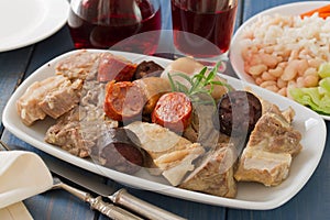Portuguese dish with red wine photo