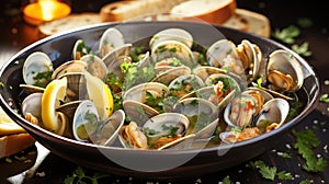 Portuguese Elegance on a Plate. The Time-Honored Flavors of Clams BulhÃ£o Pato. Generative AI