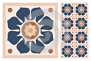 Portuguese floor ceramic tiles azulejo design, mediterranean pattern