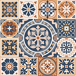 Portuguese floor ceramic tiles azulejo design, mediterranean pattern