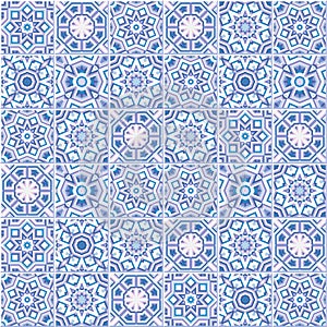 Portuguese floor tiles design, seamless azulejo pattern