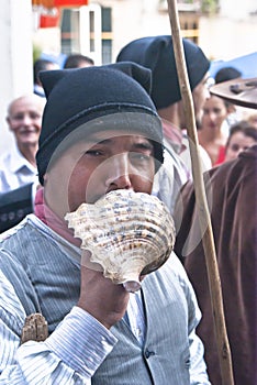 Portuguese folk group. Men plays a shall