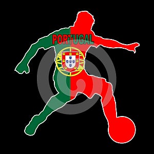 Portuguese Footballer With Colors Of The Flag Of Portugal