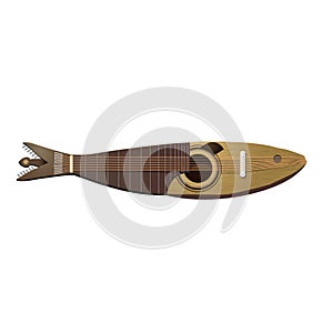 Portuguese guitar in wood with the shape of a sardine photo