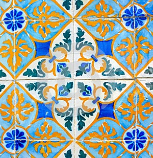 Portuguese Retro Geometrical Pattern Glazed Tiles, Handmade Azulejos, Portugal Street Art, Abstract Background