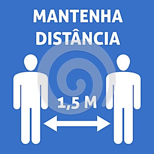 Portuguese language social distancing sign