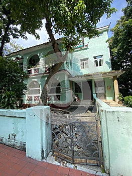 Portuguese Macau Colonial Architecture Macao Heritage Mansion Green Townhouses Avenida do Coronel Mesquita House Structure