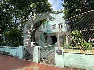 Portuguese Macau Colonial Architecture Macao Heritage Mansion Green Townhouses Avenida do Coronel Mesquita House Structure photo