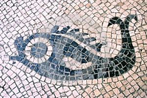 Portuguese Macau Mosaic Arts Craftsmanship Marine life Fish Macao Mosaico Cobblestone Street Cultural Heritage Architecture photo