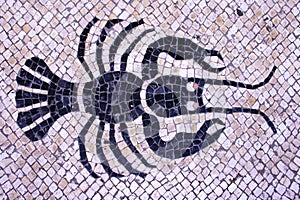 Portuguese Macau Mosaic Arts Craftsmanship Ocean Marine Lobster Macao Mosaico Cobblestone Street Cultural Heritage Architecture photo