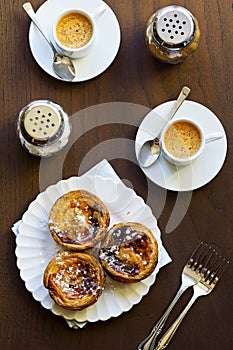 Portuguese Pasteis de Nata and Espresso photo