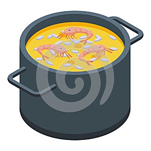 Portuguese shrimp soup icon isometric vector. Food cuisine photo