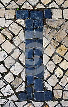 Portuguese sidewalk of calcada in the form of the letter I, Lisb