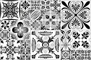 951_Portuguese vector tiles pattern, Lisbon seamless black