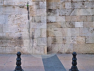 Porus stone wall surface and  pavement