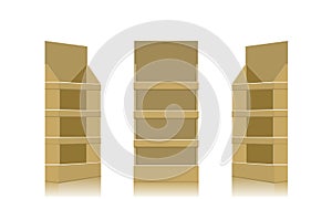 POS display mockup - front view. Flat and solid color design vector
