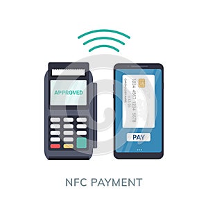 POS NFC Payment machine icon. NFC terminal card vector payment transfer